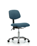 Fabric Chair Chrome - Desk Height with Seat Tilt & Casters in Blue Fabric FDHCH-CR-T1-A0-CC-F43