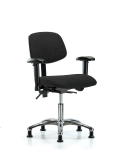 Fabric Chair Chrome - Desk Height with Seat Tilt, Adjustable Arms, & Stationary Glides in Black Fabric FDHCH-CR-T1-A1-RG-F42