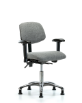 Fabric Chair Chrome - Desk Height with Seat Tilt, Adjustable Arms, & Stationary Glides in Gray Fabric FDHCH-CR-T1-A1-RG-F44