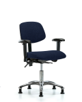 Fabric Chair Chrome - Desk Height with Seat Tilt, Adjustable Arms, & Stationary Glides in Navy Fabric FDHCH-CR-T1-A1-RG-F45