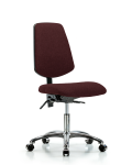Fabric Chair Chrome - Desk Height with Medium Back & Casters in Burgundy Fabric FDHCH-MB-CR-T0-A0-CC-F41