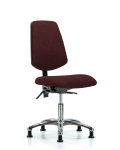 Fabric Chair Chrome - Desk Height with Medium Back & Stationary Glides in Burgundy Fabric FDHCH-MB-CR-T0-A0-RG-F41