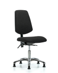 Fabric Chair Chrome - Desk Height with Medium Back & Stationary Glides in Black Fabric FDHCH-MB-CR-T0-A0-RG-F42
