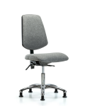 Fabric Chair Chrome - Desk Height with Medium Back & Stationary Glides in Gray Fabric FDHCH-MB-CR-T0-A0-RG-F44
