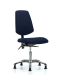 Fabric Chair Chrome - Desk Height with Medium Back & Stationary Glides in Navy Fabric FDHCH-MB-CR-T0-A0-RG-F45