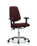 Fabric Chair Chrome - Desk Height with Medium Back, Adjustable Arms, & Casters in Burgundy Fabric FDHCH-MB-CR-T0-A1-CC-F41