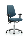 Fabric Chair Chrome - Desk Height with Medium Back, Adjustable Arms, & Casters in Blue Fabric FDHCH-MB-CR-T0-A1-CC-F43