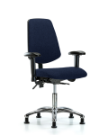 Fabric Chair Chrome - Desk Height with Medium Back, Adjustable Arms, & Stationary Glides in Navy Fabric FDHCH-MB-CR-T0-A1-RG-F45