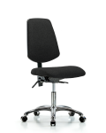 Fabric Chair Chrome - Desk Height with Medium Back, Seat Tilt, & Casters in Black Fabric FDHCH-MB-CR-T1-A0-CC-F42