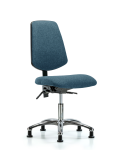 Fabric Chair Chrome - Desk Height with Medium Back, Seat Tilt, & Stationary Glides in Blue Fabric FDHCH-MB-CR-T1-A0-RG-F43