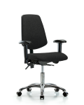 Fabric Chair Chrome - Desk Height with Medium Back, Seat Tilt, Adjustable Arms, & Casters in Black Fabric FDHCH-MB-CR-T1-A1-CC-F42