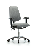 Fabric Chair Chrome - Desk Height with Medium Back, Seat Tilt, Adjustable Arms, & Casters in Gray Fabric FDHCH-MB-CR-T1-A1-CC-F44