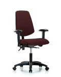 Fabric Chair - Desk Height with Medium Back, Adjustable Arms, & Casters in Burgundy Fabric FDHCH-MB-RG-T0-A1-RC-F41