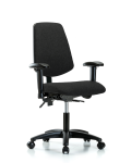 Fabric Chair - Desk Height with Medium Back, Adjustable Arms, & Casters in Black Fabric FDHCH-MB-RG-T0-A1-RC-F42