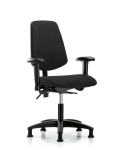 Fabric Chair - Desk Height with Medium Back, Adjustable Arms, & Stationary Glides in Black Fabric FDHCH-MB-RG-T0-A1-RG-F42