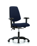 Fabric Chair - Desk Height with Medium Back, Seat Tilt, Adjustable Arms, & Casters in Navy Fabric FDHCH-MB-RG-T1-A1-RC-F45