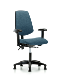 Fabric Chair - Desk Height with Medium Back, Seat Tilt, Adjustable Arms, & Stationary Glides in Blue Fabric FDHCH-MB-RG-T1-A1-RG-F43