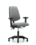 Fabric Chair - Desk Height with Medium Back, Seat Tilt, Adjustable Arms, & Stationary Glides in Gray Fabric FDHCH-MB-RG-T1-A1-RG-F44