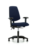 Fabric Chair - Desk Height with Medium Back, Seat Tilt, Adjustable Arms, & Stationary Glides in Navy Fabric FDHCH-MB-RG-T1-A1-RG-F45