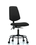 Fabric Chair - Desk Height with Round Tube Base, Medium Back, & Casters in Black Fabric FDHCH-MB-RT-T0-A0-RC-F42
