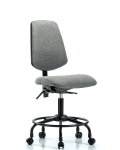 Fabric Chair - Desk Height with Round Tube Base, Medium Back, & Casters in Gray Fabric FDHCH-MB-RT-T0-A0-RC-F44