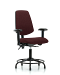 Fabric Chair - Desk Height with Round Tube Base, Medium Back, Adjustable Arms, & Stationary Glides in Burgundy Fabric FDHCH-MB-RT-T0-A1-RG-F41