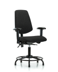 Fabric Chair - Desk Height with Round Tube Base, Medium Back, Adjustable Arms, & Stationary Glides in Black Fabric FDHCH-MB-RT-T0-A1-RG-F42