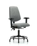 Fabric Chair - Desk Height with Round Tube Base, Medium Back, Adjustable Arms, & Stationary Glides in Gray Fabric FDHCH-MB-RT-T0-A1-RG-F44