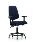 Fabric Chair - Desk Height with Round Tube Base, Medium Back, Adjustable Arms, & Stationary Glides in Navy Fabric FDHCH-MB-RT-T0-A1-RG-F45