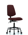 Fabric Chair - Desk Height with Round Tube Base, Medium Back, Seat Tilt, & Casters in Burgundy Fabric FDHCH-MB-RT-T1-A0-RC-F41