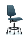 Fabric Chair - Desk Height with Round Tube Base, Medium Back, Seat Tilt, & Casters in Blue Fabric FDHCH-MB-RT-T1-A0-RC-F43
