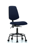 Fabric Chair - Desk Height with Round Tube Base, Medium Back, Seat Tilt, & Casters in Navy Fabric FDHCH-MB-RT-T1-A0-RC-F45