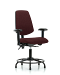 Fabric Chair - Desk Height with Round Tube Base, Medium Back, Seat Tilt, Adjustable Arms, & Stationary Glides in Burgundy Fabric FDHCH-MB-RT-T1-A1-RG-F41