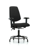 Fabric Chair - Desk Height with Round Tube Base, Medium Back, Seat Tilt, Adjustable Arms, & Stationary Glides in Black Fabric FDHCH-MB-RT-T1-A1-RG-F42
