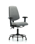 Fabric Chair - Desk Height with Round Tube Base, Medium Back, Seat Tilt, Adjustable Arms, & Stationary Glides in Gray Fabric FDHCH-MB-RT-T1-A1-RG-F44