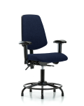 Fabric Chair - Desk Height with Round Tube Base, Medium Back, Seat Tilt, Adjustable Arms, & Stationary Glides in Navy Fabric FDHCH-MB-RT-T1-A1-RG-F45