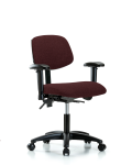 Fabric Chair - Desk Height with Adjustable Arms & Casters in Burgundy Fabric FDHCH-RG-T0-A1-RC-F41