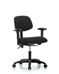 Fabric Chair - Desk Height with Adjustable Arms & Casters in Black Fabric FDHCH-RG-T0-A1-RC-F42