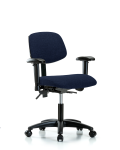 Fabric Chair - Desk Height with Adjustable Arms & Casters in Navy Fabric FDHCH-RG-T0-A1-RC-F45