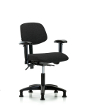Fabric Chair - Desk Height with Adjustable Arms & Stationary Glides in Black Fabric FDHCH-RG-T0-A1-RG-F42