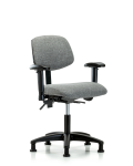 Fabric Chair - Desk Height with Adjustable Arms & Stationary Glides in Gray Fabric FDHCH-RG-T0-A1-RG-F44