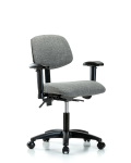 Fabric Chair - Desk Height with Seat Tilt, Adjustable Arms, & Casters in Gray Fabric FDHCH-RG-T1-A1-RC-F44