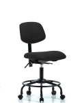 Fabric Chair - Desk Height with Round Tube Base & Casters in Black Fabric FDHCH-RT-T0-A0-RC-F42