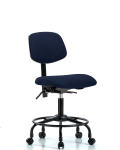 Fabric Chair - Desk Height with Round Tube Base & Casters in Navy Fabric FDHCH-RT-T0-A0-RC-F45
