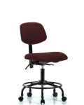 Fabric Chair - Desk Height with Round Tube Base, Seat Tilt, & Casters in Burgundy Fabric FDHCH-RT-T1-A0-RC-F41