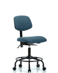 Fabric Chair - Desk Height with Round Tube Base, Seat Tilt, & Casters in Blue Fabric FDHCH-RT-T1-A0-RC-F43