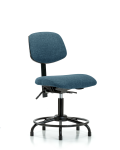 Fabric Chair - Desk Height with Round Tube Base, Seat Tilt, & Stationary Glides in Blue Fabric FDHCH-RT-T1-A0-RG-F43