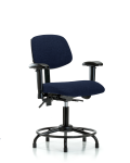 Fabric Chair - Desk Height with Round Tube Base, Seat Tilt, Adjustable Arms, & Stationary Glides in Navy Fabric FDHCH-RT-T1-A1-RG-F45