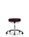 Fabric Stool without Back Chrome - Desk Height with Casters in Burgundy Fabric FDHSO-CR-CC-F41