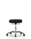 Fabric Stool without Back Chrome - Desk Height with Casters in Black Fabric FDHSO-CR-CC-F42